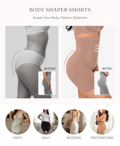 Image of FeelinGirl Tummy Control Shapewear Shorts Body Shaper for Women High-Waisted Thigh Slimming