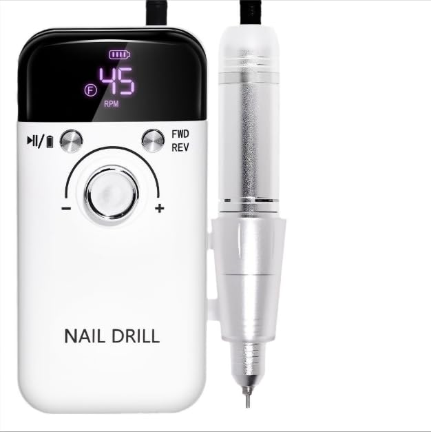 SternSinn Torno para Uñas Profesional Recargable Lima Eléctrica Uñas Pies con Pantalla LCD, 12 Brocas y 36 Bandas Pulido, Nail Drill Velocidad Ajustable para Manicura/Pedicura en Casa y Salón