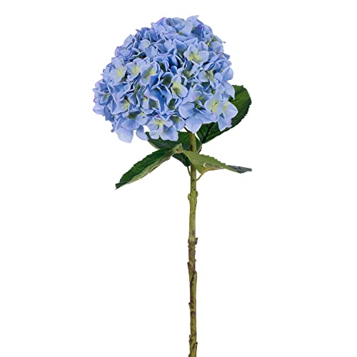 Vickerman 30" Blue/Green Large Artificial Hydrangea with Leaves on Stem.