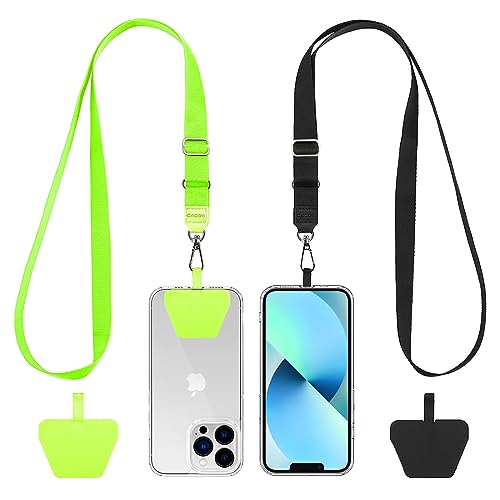 CACOE Handyband Universal 2 Packs - 2× Einstellbar Halsband Schlüsselband, 2× Durable Patches, Lanyard Handy Umhängeband kompatibel mit meisten Smartphone