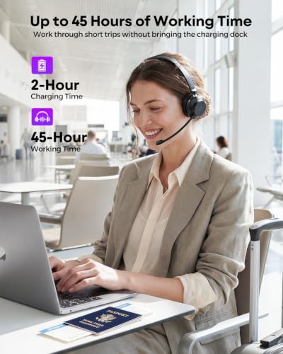 Image of BINNUNE Wireless Headset with Mic for Work, Bluetooth & USB Dongle for PC