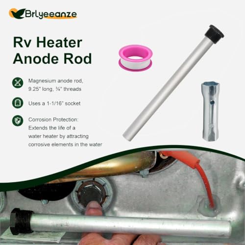 Image of RV Hot Water Heater Anode Rod 1 Pack | Fits for Suburban and Morflo - 9.25''Long & 3 /4'' Thread Lasting Tank Corrosion Protection, For RV Camper and Trailer Heaters