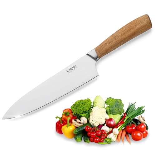 Kuppels WOOD Kochmesser 20 cm Klinge, Extrem scharfes Küchenmesser aus Chrom Vanadium Stahl mit...