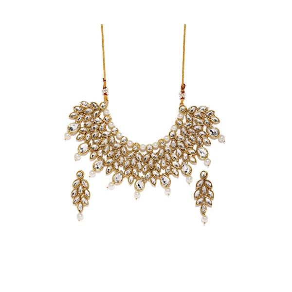 ZAVERI PEARLS Gold Tone Kundan & Pearls Necklace Set For Women-ZPFK8673 - Image 4