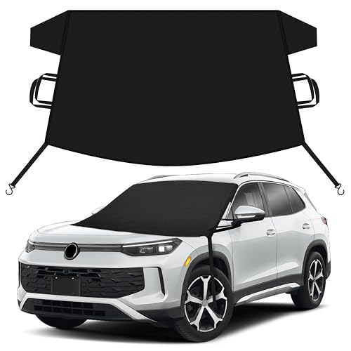 Image of EcoNour Car Snow Cover Compatible for Volkswagen Tiguan | Windshield Cover for Ice and Snow with S-Hook Straps | Heavy-Duty 600D Oxford Winter Car Cover, Waterproof & Anti-Slip