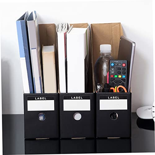 HOMSFOU 5pcs File Storage Boxes for Office Organization Lightweight Kraft Holder for Documents Magazines and Stable Design Matte Finish for Desk Home Use