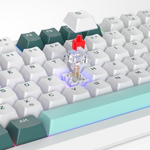 Image of Owpkeenthy 75 Percent Gaming Keyboard Gasket Mounted,82 Key Mechanical Keyboard Hot Swappable with Knob Linear Red Switch RGB Backlit for PC Laptop (Forest)