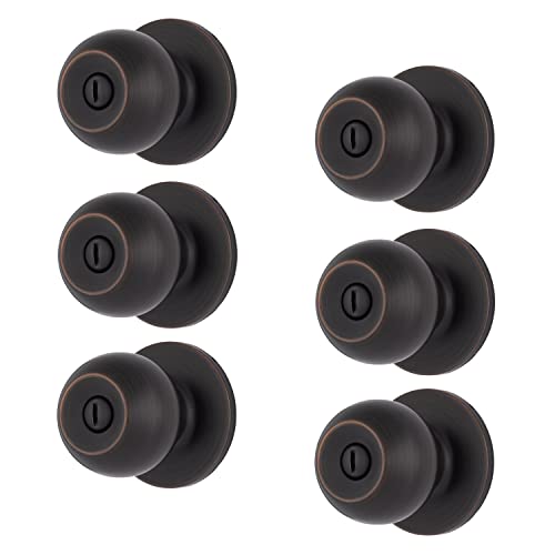 BRINKS Transitional Privacy Door Knob - Tuscan Bronze Interior Door Lock Set, Seamlessly Blends with Interior Decor, 6 Pack by BRINKS - Used condition - US$49.02