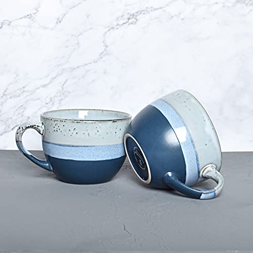 Bosmarlin Large Stoneware Coffee Latte Mug Set Of 2, Ceramic Jumbo Soup Mugs For Office And Home, 18 Oz, Dishwasher And Microwave Safe (Blue, 2) #TOP6