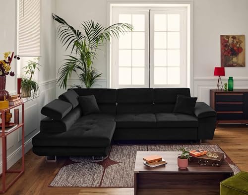 Canapé angle gauche Dimas 5 pl convertible velours Best Mobilier