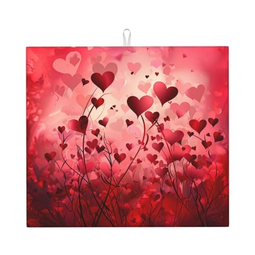 Colorful Red Hearts Tappetino Scolastoviglie Tappetini Assorbente Tappetino Drenante Per Ripiano Per Cucchiai Piani Cucine 46X61Cm