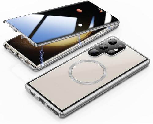 Case Cover Samsung S24 Ultra 5G luxe en verre trempé et cadre métal argent