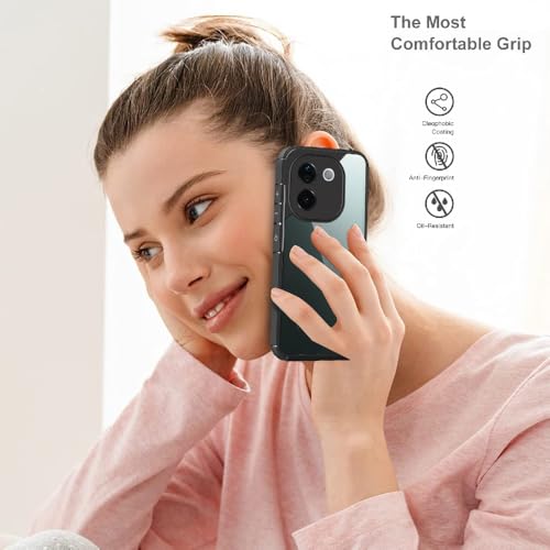 Image of SHINESTAR Ultra Slim Clear Back Cover for iQOO Z9s Pro 5G / Vivo T3 Pro 5G, Transparent Hybrid Hard Shell Plastic & Soft Silicone Rubber Bumper, Non-Yellow Acrylic Protective Cover - Black