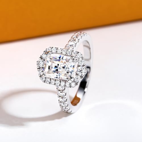 Cushion/Radiant Cut Moissanite Engagement Rings for Women 2/2.634cttw D Color VVS1 Clarity 925 Sterling Silver Wedding Promise Anniversary Rings with Certificate3