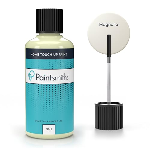 Paintsmiths Home Touch Up Paint - Repair Walls Ceilings and Wood - Matt Finish - Bottle & Brush for Easy Application - High Opacity Emulsion for Scuffs Scratches and Stains (Magnolia)