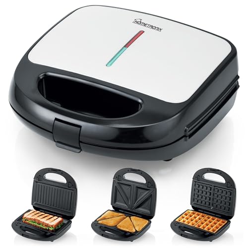 HomeTronix 3-in-1 Snack Maker Grill – Electric Sandwich Maker, Waffle Maker, Panini Press with Interchangeable Plates, Mini Griddle Plate for Grilled Food