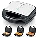HomeTronix 3-in-1 Snack Maker Grill – Electric Sandwich Maker, Waffle Maker, Panini Press with Interchangeable Plates, Mini Griddle Plate for Grilled Food