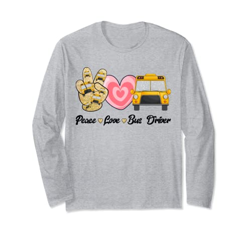 Peace Love Bus Cute Bus Driver Gifts For Women Men Maglia a Manica