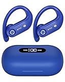 occiam Bluetooth Headphones Ear Buds 130H Playback 4-Mic HD Call IP7 Waterproof Wireless Earbuds Sport LED Display in Ear Earphones with Earhooks for Running Workout Gym (Blue)