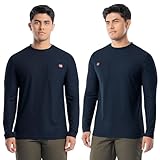 Wrangler Workwear Men's Long Sleeve UPF 40 Performance Pocket T-Shirt, 2-Pack, Navy, 3X-Large