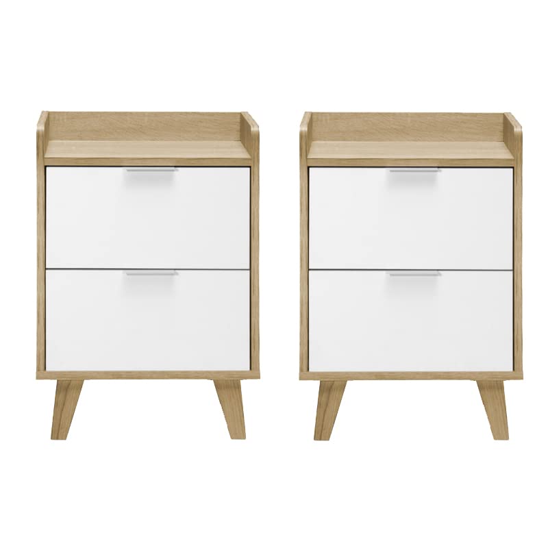 TOPKIT | Mesillas de Noche con 2 cajones 2169-2 Unidades| Estilo nordico | Roble Blanco