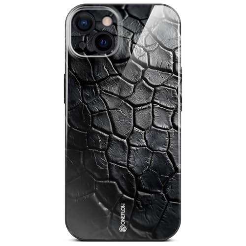 Coque iPhone 13 fine contre rayures objectif avec design croco noir de luxe
