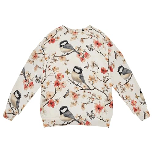 JUNZAN Aesthetic Black-capped Chickadee Birds Big Boys Hooded Sweatshirt Crewneck Sweatshirts for Boys Sports 4T2