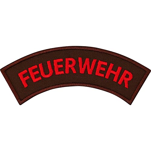 Feuerwehr Aufnäher/Aufbügler gestickt | Brustemblem Firefighter Patch Feuerwehr Beruf gebogen für Brust | Geschenk Feuerwehrmann Abzeichen zum annähen/aufbügeln | 100x40mm