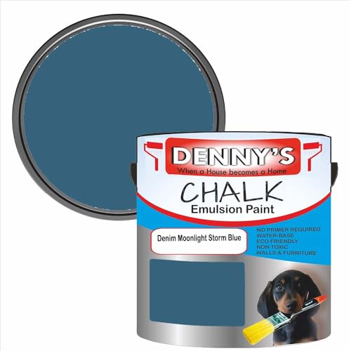 Premium Interior Wall & Furniture Chalk Paint – Denim Moonlight Storm Blue – Rich Matt Finish, Durable & Washable, Low Odour, Ideal for Living Rooms, Bedrooms & Hallways (500ML Tin)