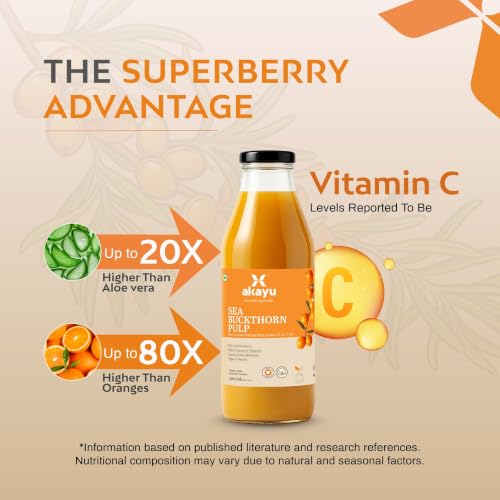 Image of Akayu Himalayan Sea Buckthorn Juice 300ml | Omega 3 6 7 9 & Vitamin C | Antioxidant Rich Superberry, For Digestive & Gut Health, Supports Immunity & Wellness