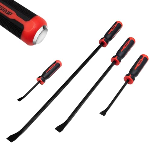 WISEUP 4-Piece Pry Bar Set，8",12",18",24" Heavy Duty Crowbar with Thicker Strike Caps for Prying，Demolition，Automotive Mechanic Hand Tools
