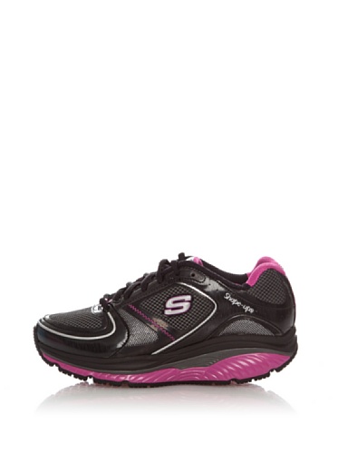 Skechers Women's Shape Ups S2 Lite Lace-Up Fashion Sneaker,Black Hot Oink,10 M US