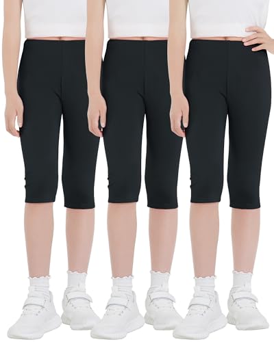Leggings 3/4 enfants coton pantalon court fille capri 3 paires