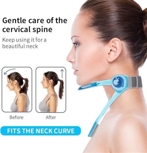 Xemz Adjustable Neck Support, Neck Brace Cervical Collar, Portable Neck Traction Device Neck Stretcher Forward Head Neck Posture Corrector for Women and Men Cervical Spine Pressure Relief (Blue) - Image 7