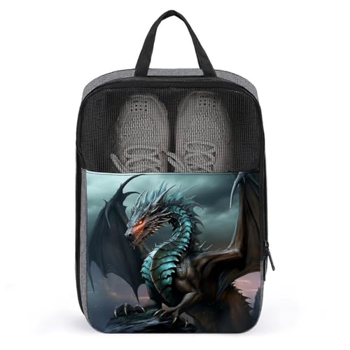 Bolsa de viaje portátil para zapatos con asa resistente y diseño de dragón unisex