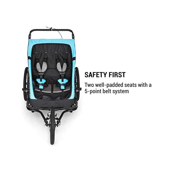 Klarfit Kiddy King Fahrradanhänger für Kinder, Lastenanhänger Fahrrad, 2-Sitzer max. 40 kg, 2-in-1, nutzbar als Jogger… – Bild 7