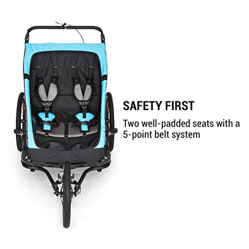 Klarfit Kiddy King Fahrradanhänger für Kinder, Lastenanhänger Fahrrad, 2-Sitzer max. 40 kg, 2-in-1, nutzbar als Jogger… – Bild 7