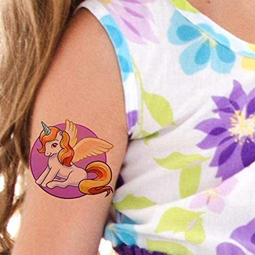 Tatodays Temporary Unicorn Tattoos Beautiful Cartoon Transfer Stickers For Girls Kids Unicorns Hearts Rainbows Birthday Party Favor Gifts #TOP1