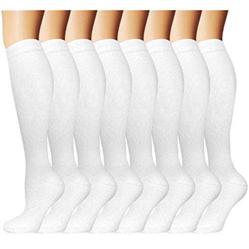 8 Pack Knee High Compression Socks For Men & Women-Best For Running,Athletic,Medical,Pregnancy and Travel -15-20mmHg (06?L/XL)