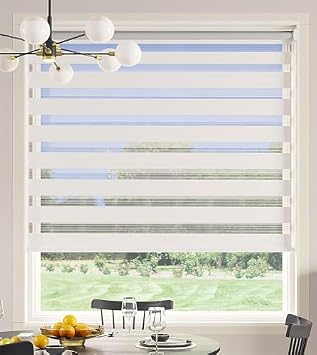 Zebra Blinds for Windows with Aluminium Valance, 20" W x 72" H Free-Stop Cordless Roller Window Shades for Light Filtering and Protecting Privacy, Dual Layer Window Blinds for Home or Office