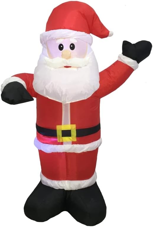Rocky Mountain Goods 4 Foot Inflatable Santa Claus Outdoor with Lights - Christmas Blow Up Inflatable - Weatherproof Nylon LED Lights - Indoor/Outdoor Decoration - Quick Set Up Secure Tethers/Stakes