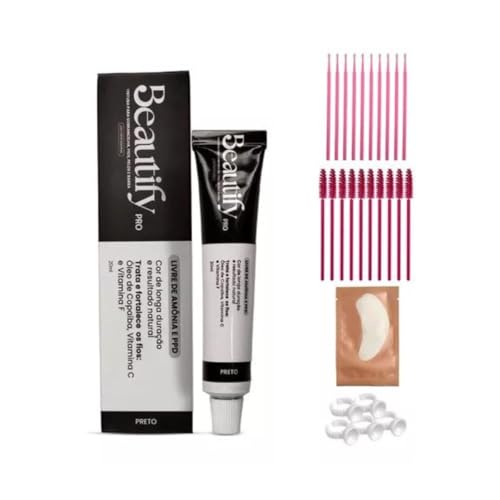 Tintura Beautify Pro Preta 20ml Para Cílios Brow Lamination, Coloração Profissional de Longa Duração