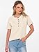 ANRABESS Women Waffle Knit Tops Short Sleeve Henley Shirts Dressy Casual Blouse 2026 Spring Fashion Outfits Trendy Clothes Parchment Large