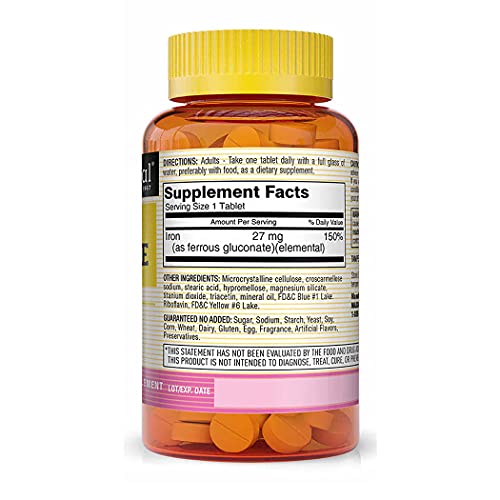 Mason Natural Ferrous Gluconate - Supports Red Blood Cell Formation, Gentle On Stomach Iron Supplement, 100 Tablets #TOP1