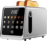 Touch Screen Toaster, 2 Slice, Smart Digital with 1-Touch Memory, 1.5' Wide Slots for Bagels, Brushed Stainless Steel, 900W