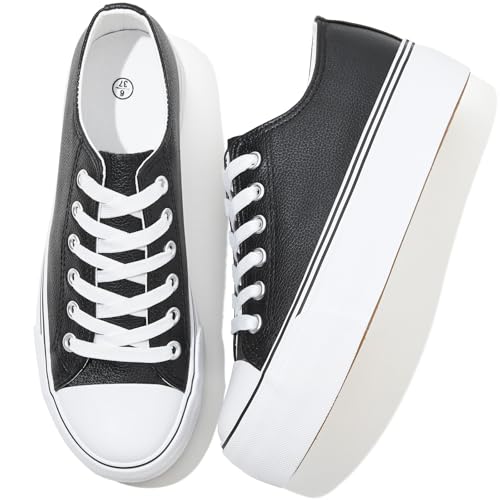 Rominz Womens White Platform sneakers PU Leather Platform...