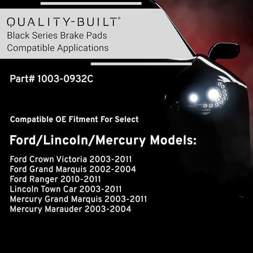 Image of QUALITY-BUILT Rear Ceramic Brake Pads, Black Series 1003-0932C, Compatible with 2002-2011 Ford /Lincoln /Mercury (Crown Victoria,Grand Marquis,Marauder,Ranger,Town Car)