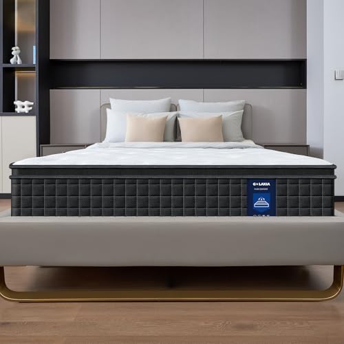 12 Inch Black Twin Spring Mattress,Medium Firm with Gel Memory Foam,Individually Pocketed Coil,Fiberglass-Free Fire Retardant CertiPUR-US Certified,75"*39"*12"