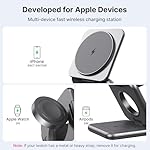 3 in 1 Charging Station for Apple Multiple Devices, Zinc Alloy Foldable Travel Wireless Charging pad for Mag-Safe Wireless Charger Stand for iPhone 17 16 15 14 13 12 Apple Watch Airpods - Image 3