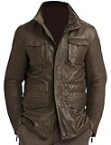 Men's Genuine Lambskin Leather Biker Jacket Real Leather M65 Field Brown Jacket Leather Coat (US, Alpha, 3X-Large, Regular, Regular, Brown)